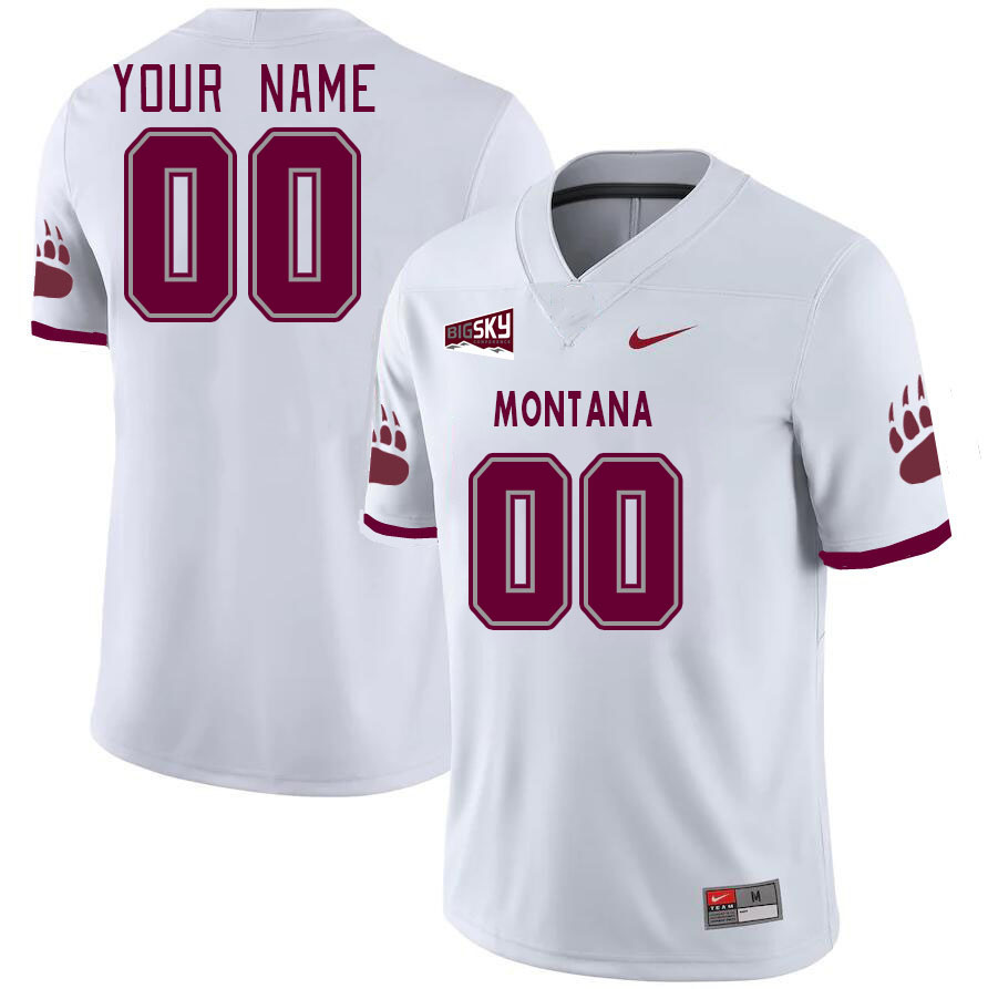 Custom Montana Grizzlies Name And Number College Football Jerseys Stitched-White - Click Image to Close